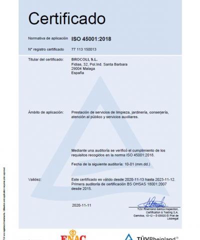 Portada certificado ISO 45001