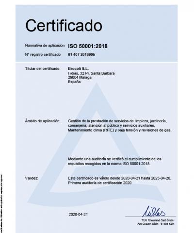 Portada certificado ISO 50001